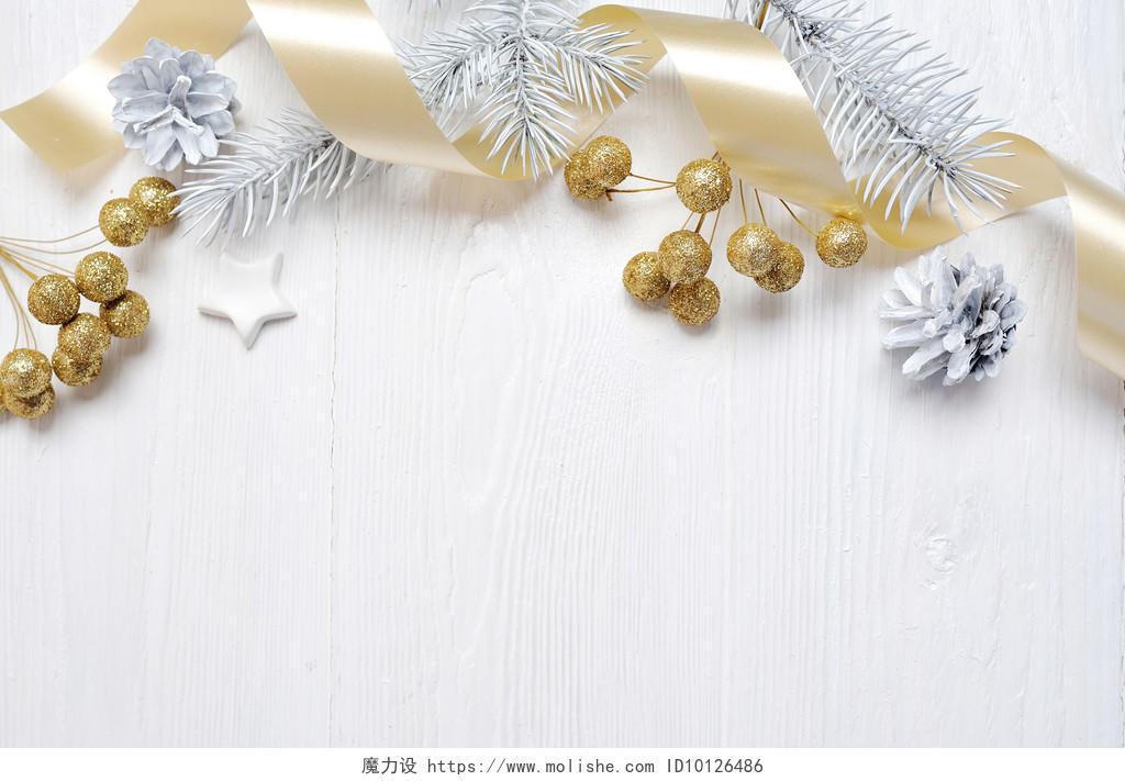 简约金色铃铛礼物圣诞节背景图片